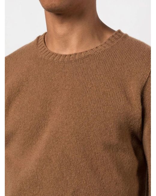 Drumohr Brown Crew-Neck Wool Jumper for men