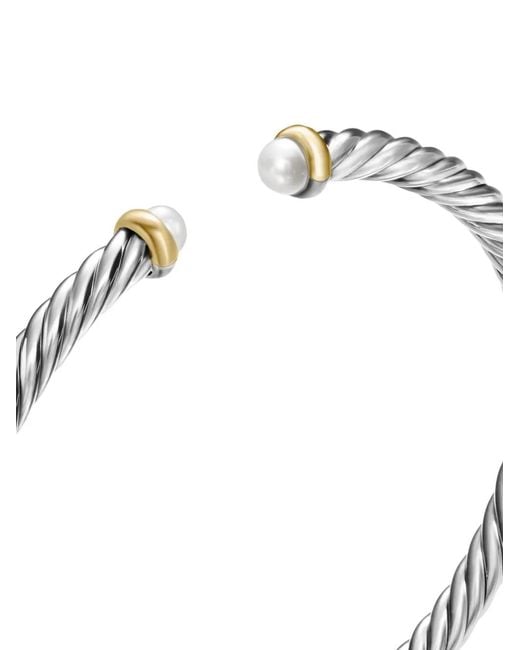 David Yurman White 14Kt And Sterling Cable Flex Bracelet (4Mm)