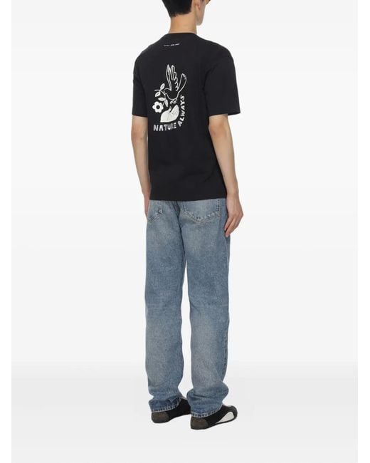 Samsøe & Samsøe Blue Floral-Print T-Shirt for men