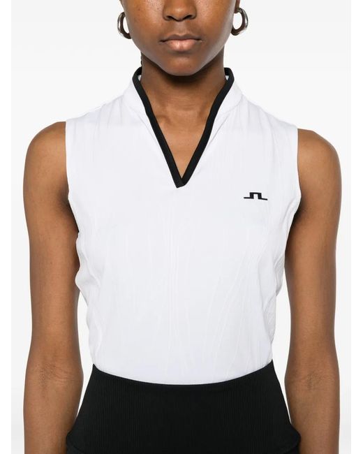J.Lindeberg White Mila V-Neck Logo Top