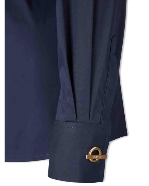 Cult Gaia Blue Button-Fastening Open-Back Blouse