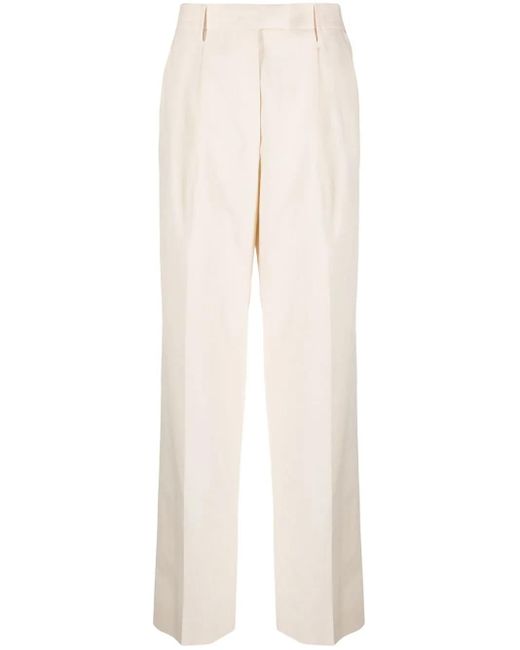 Prada White Pressed-Crease Tailored Trousers