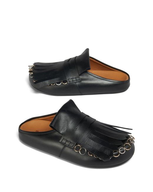 Marni Black Fringed Leather Sandals for men