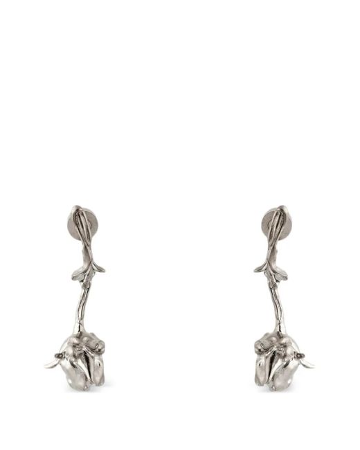 Marni White Rose-Bud Earrings
