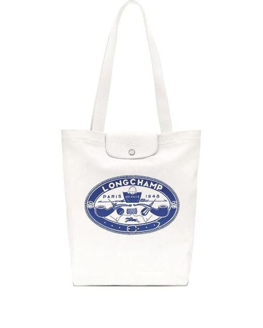 Borsa Tote Le Pliage Media di Longchamp in White