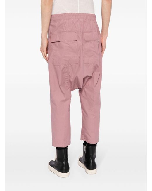 Rick Owens Pink Drop-crotch Cotton Trousers for men