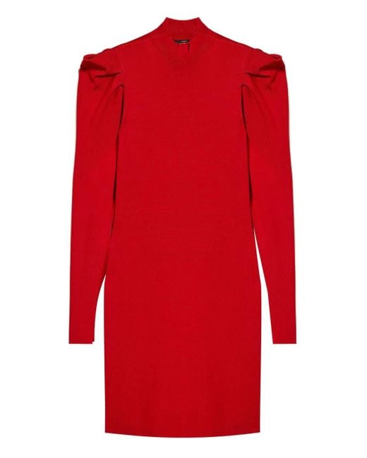 Twinset Red Draping Knit Mini Dress