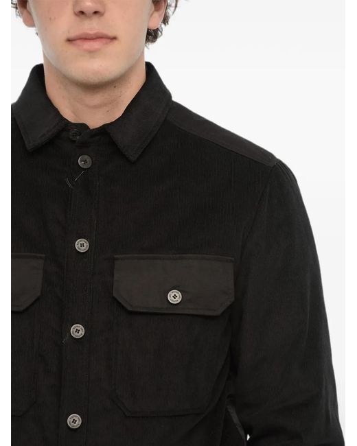 Neil Barrett Black Quilted-Panel Ribbed-Velour Overshirt for men