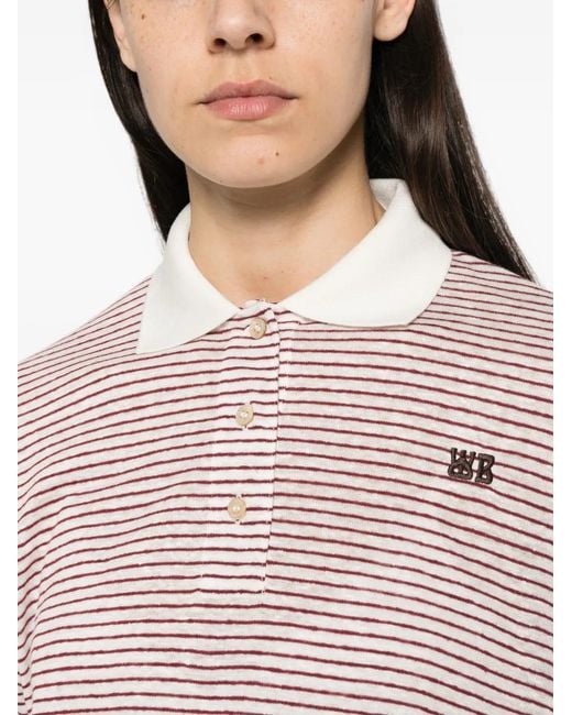 Wales Bonner Pink Striped Long-Sleeve Polo Top