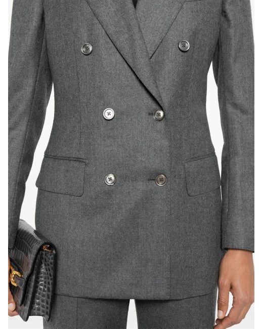 Tom Ford Gray Mélange Double-Breasted Blazer