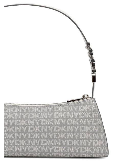 DKNY Gray Logo-Plaque Tote Bag