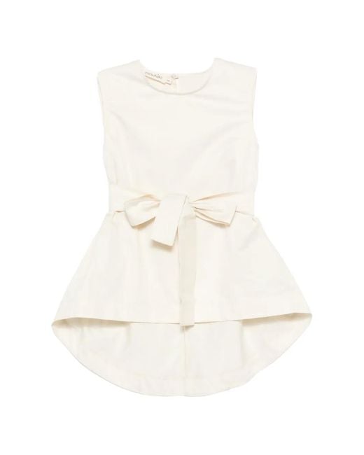 MOUTAKI White Sleeveless Round-Neck Blouse