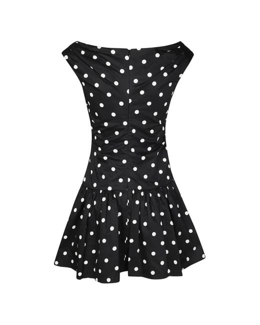 Self-Portrait Black Polka-Dot Ruched Dress