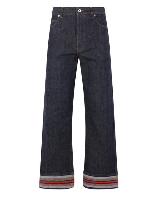 Loewe Blue Striped-Hem Cuffed Jeans for men