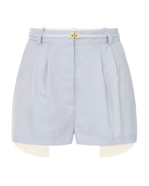 Shorts Sartoriali Con Pieghe di Elisabetta Franchi in Blue