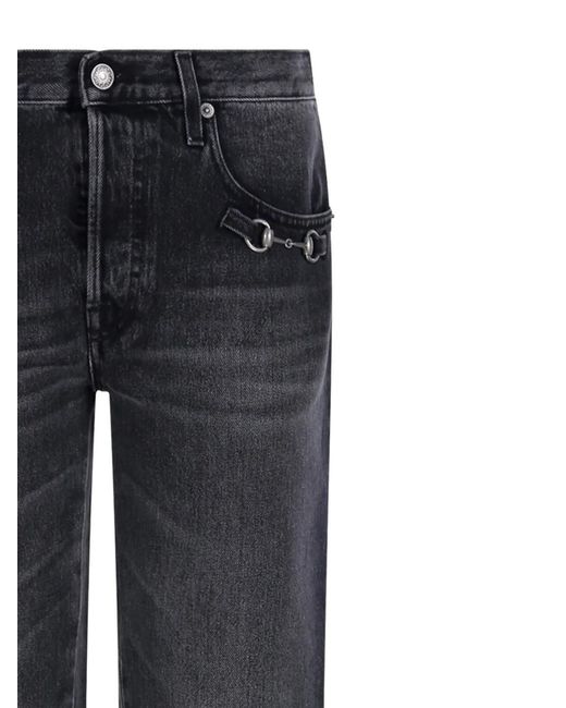 Gucci Blue Horsebit-Detail Jeans