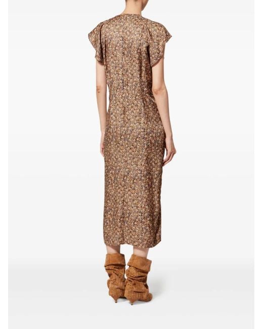 Isabel Marant Brown Lyndsay Ruffled Midi Dress