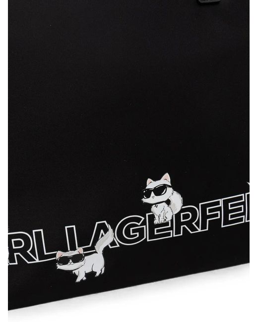 Karl Lagerfeld Black Logo-Print Tote Bag
