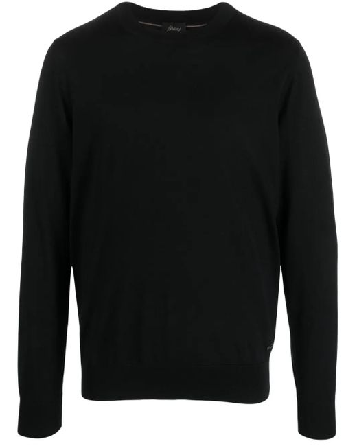 Brioni Black Fine-Knit Wool Jumper for men