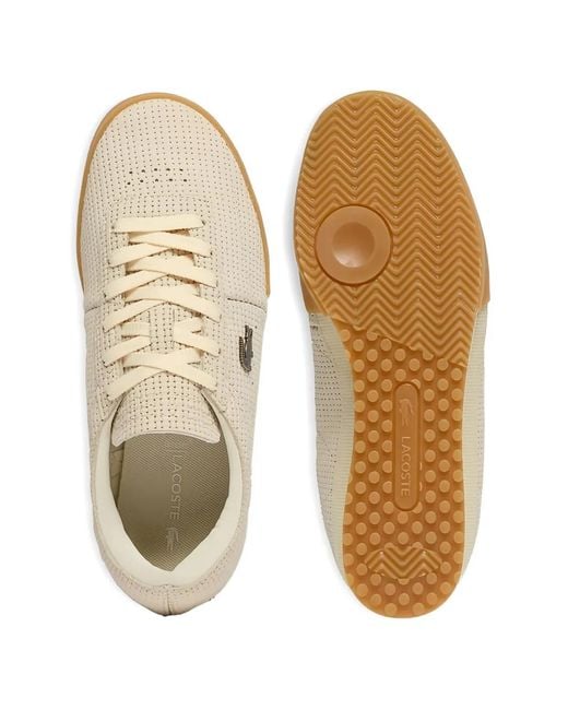 Lacoste White Baskets Aura En Cuir À Design Perforé