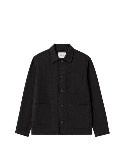 NN07 Black Morgan Button-Up Patch-Pocket Jacket for men