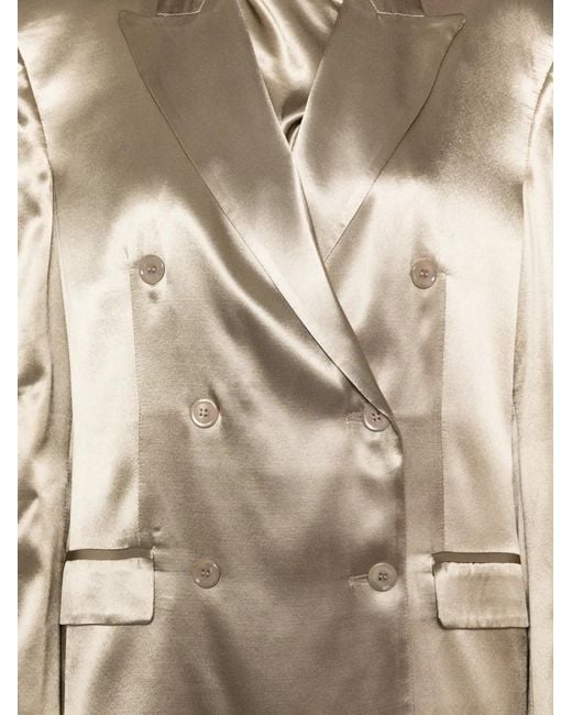 Erika Cavallini Semi Couture Natural Double-Breasted Satin Jacket