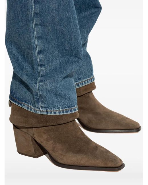 Agl Attilio Giusti Leombruni Brown 70Mm Abigail Pointed-Toe Fold-Over Boots