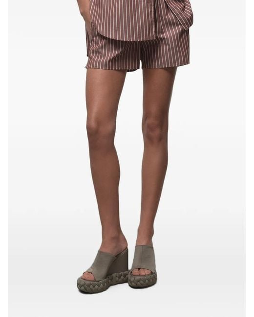 CAYET Brown Anita Vertical-Stripe Shorts