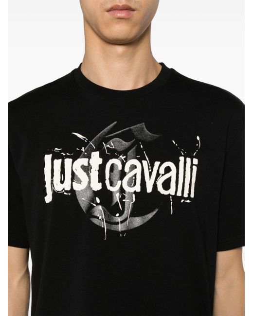 Camiseta con logo estampado Just Cavalli de hombre de color Black