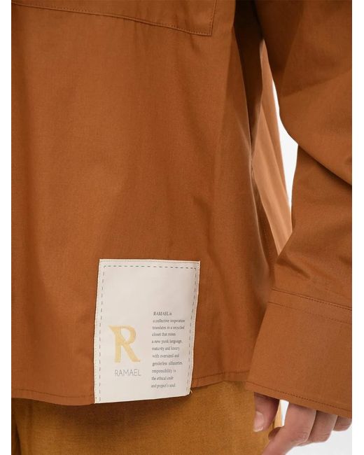 Ramael Brown Italian-Collar Cotton Shirt for men