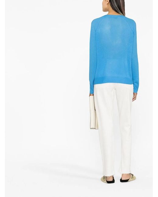 360cashmere Blue V-Neck Cashmere Jumper