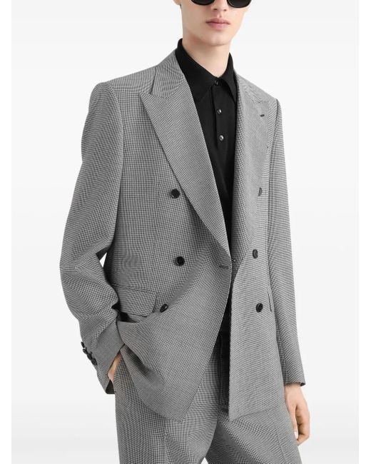 Dolce & Gabbana Gray Houndstooth-Pattern Blazer for men