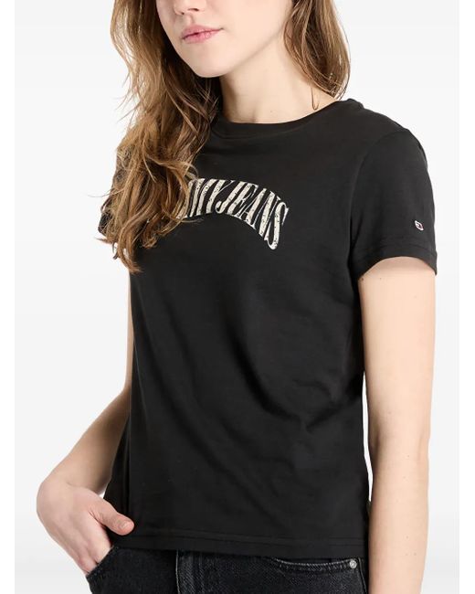 Tommy Hilfiger Black Logo-Print T-Shirt