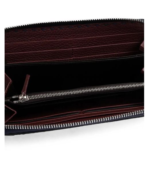 Fendi Blue Selleria Zip-Around Pebbled Wallet for men