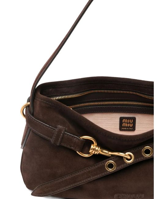 Miu Miu Black Wildleder-Schultertasche mit Hakenverschluss