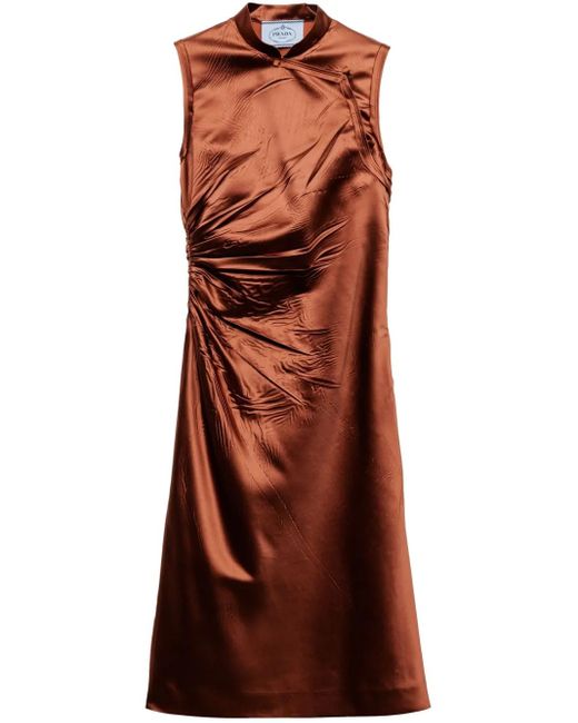 Prada Brown Robe Old En Satin Duchesse