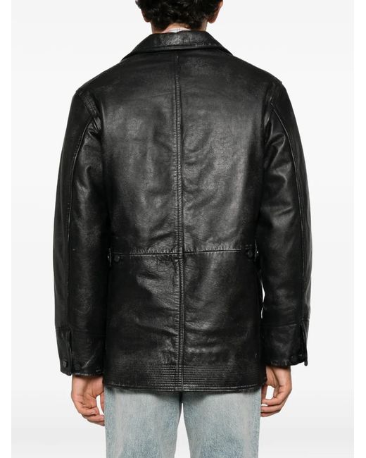 G-Star Black Leather Chore Jacket for men
