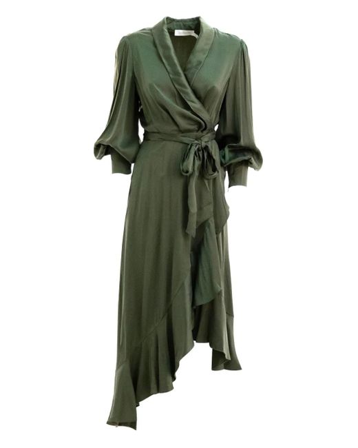 Zimmermann Ruffled Wrap Dress in Green | Lyst Australia Zimmermann Ruffled Wrap Dress in Green | Lyst Australia