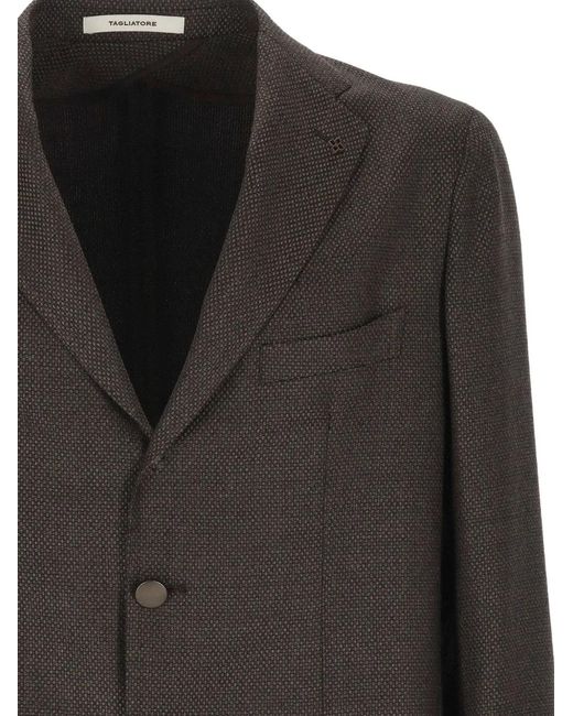 Tagliatore Black Single-Breasted Patch-Pocket Blazer for men