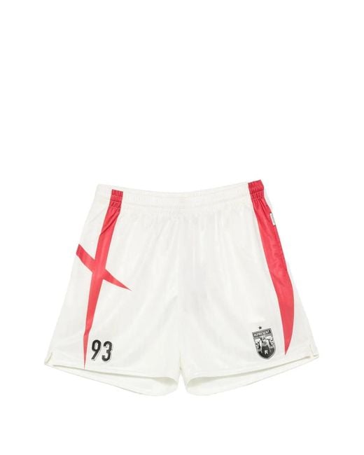Represent White Spike Logo-Patch Panelled Shorts for men
