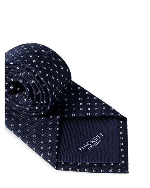 Hackett Blue Geometric Flower-Pattern Tie for men