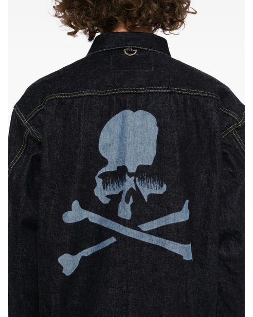 MASTERMIND WORLD Black Logo-Print Denim Jacket for men