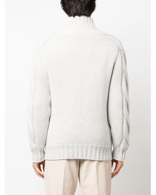 Brunello Cucinelli White Cable-Knit Padded Jacket for men