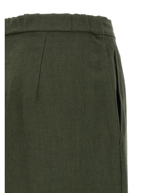 Max Mara Green Pelota Drawstring Wide-Leg Trousers