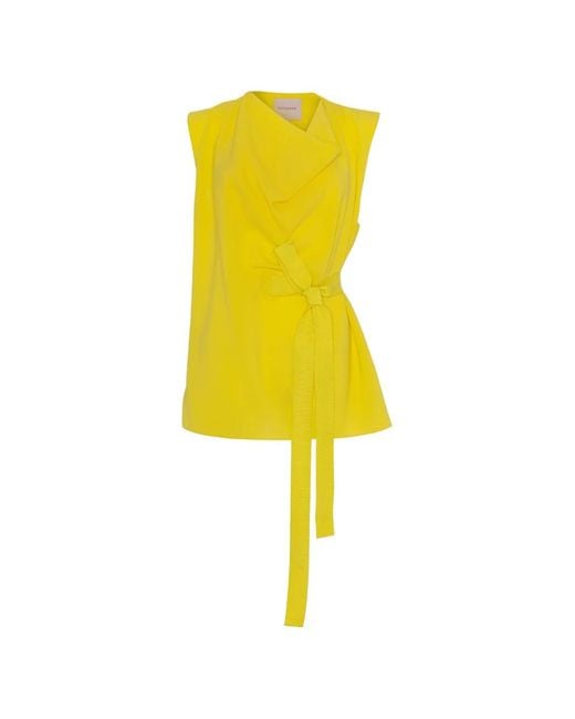 Roksanda Yellow Hica Wrap-Style Sleeveless Blouse