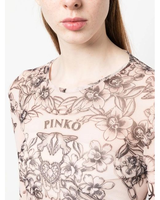 Pinko Brown Magico Floral-Print Top