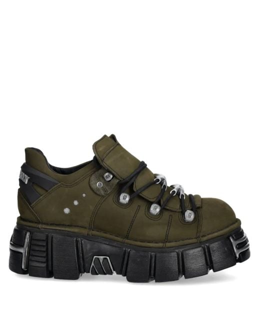 New Rock Black M-120N-C61 Lace-Up Chunky Sole Trainers