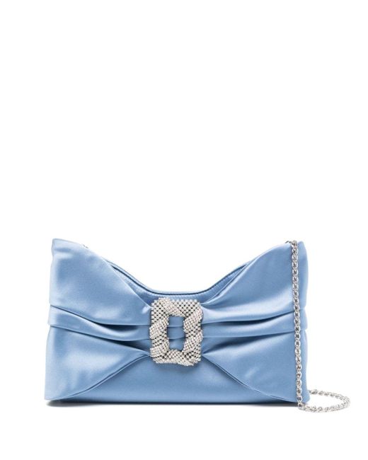 Rodo Blue Cecilia Satin Clutch Bag
