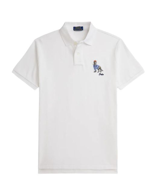 Polo Ralph Lauren Men's White Dog-Embroidered Polo Shirt