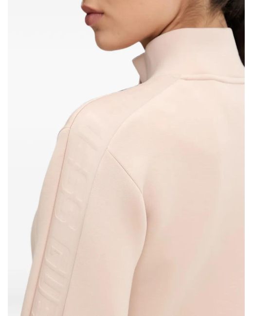 Guess Natural Logo-Embossed Zip-Up Sweater